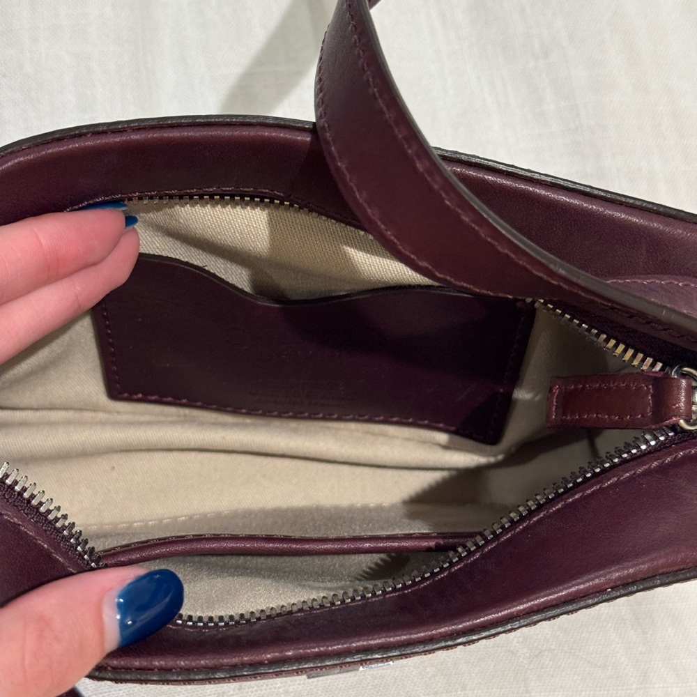 Shinola Burgundy Leather Crossbody Bag - Picture 3 of 4